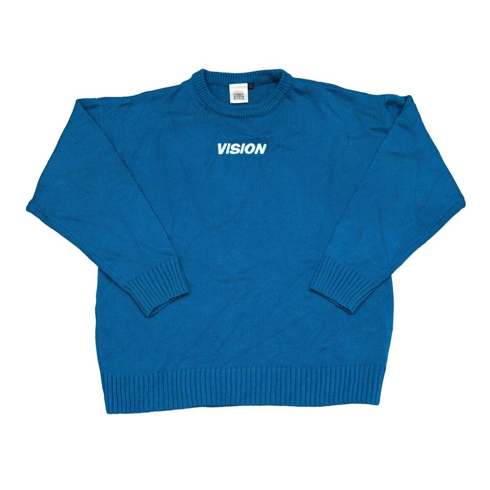 Rare Vision Streetwear Knit Crewneck Sweater Pullover Men's Large Skater